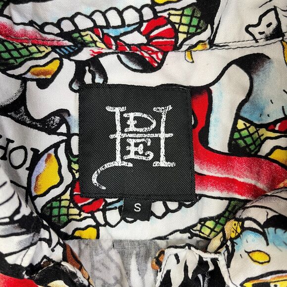 Ed Hardy "Death Before Dishonor" Button Down Shirt Graphic Print Men's S Skulls - Picture 5 of 8